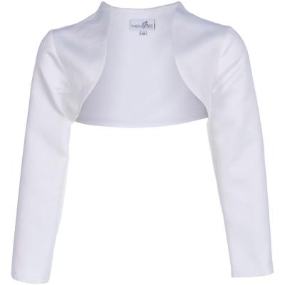 Bolero HAPPY GIRLS, Mädchen, Gr. 122, weiß, Strick, Obermaterial: 100% Polyester, unifarben, casual, figurbetont kurz, Rundhals, Langarm gerader Abschluss, Strickjacken, mit dezentem Stehkragen, ohne Verschluss Image