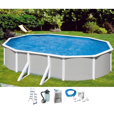 Ovalpool MY POOL BWT "BELIZE 3", grau (grau, weiß), B:375cm H:132cm L:730cm, Schwimmbecken, verschiedene Größen, zum Aufstellen