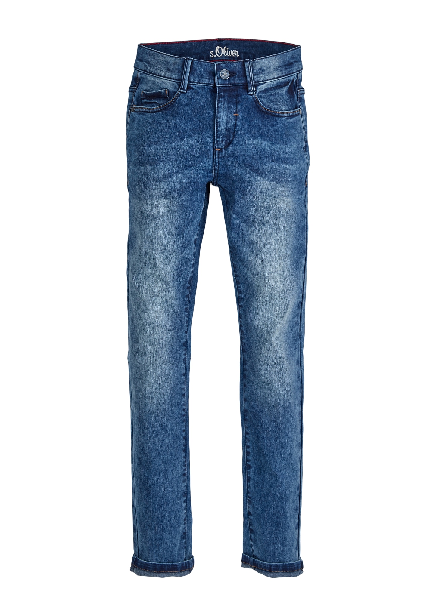 Regular-fit-Jeans S.OLIVER JUNIOR, Jungen, Gr. 176, N-Gr, blau, Denim/Jeans, Obermaterial: 80% Baumwolle, 19% Polyester, 1% Elasthan, regular fit, Jeans, mit authentischer Waschung