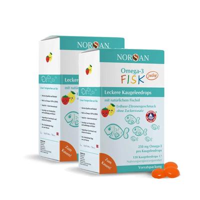 Norsan Omega-3 Fisk Jelly f.Kinder Drag.Vorratspack Doppelpack 2x120 St Dragees Image