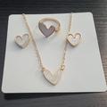 Disney Jewelry | Goldtone And White Heart 3 Piece Jewelry Set | Color: Gold/White | Size: Os