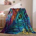 Hdadwy Colorful Art Peacock Feathers Throw Blanket Girls Women Adults Queen Blanket Cozy Warm Fluffy Flannel Fleece Throw Blankets Lightweight Fuzzy Blanket for Couch Sofa Bed All Season 80"x60"