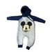 Disney One Pieces | Disney Baby 0/3 Months Quilted Long Sleeve Hoodie Footless Onesie With Zipper | Color: Blue/Gray | Size: 0-3mb