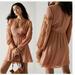 Free People Dresses | Free People Fp One Paige Mini Dress Crochet Lace Sable New Xs | Color: Tan | Size: Xs