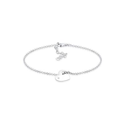 Armband ELLI DIAMONDS "Herz Love Diamant (0.015 ct) 925 Silber", weiß (weiß, weiß), Armbänder, Damen, 19cm,mit Diamanten