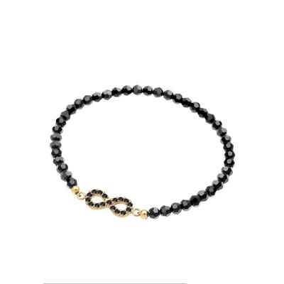 Armband ELLI "Infinity Glas Kristalle Schwarz 925 Sterling Silber vergoldet", schwarz, Armbänder, Damen, 18cm,mit Steinen, Silber 925 (Sterlingsilber) Image