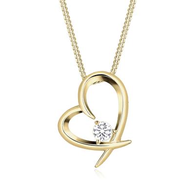 Collierkettchen ELLI "Herz Geschwungen Zirkonia 925 Silber", gold, Halsketten, Damen, 45,mit Steinen, Silber 925 (Sterlingsilber), L: 45cm Image