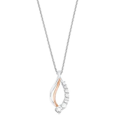 Kette mit Anhänger AMOR "2026245", rosa (silberfarben, roségoldfarben, weiß), Halsketten, Damen, Silber 925 (Sterlingsilber), L: 45cm, mit Zirkonia (synth.) Image