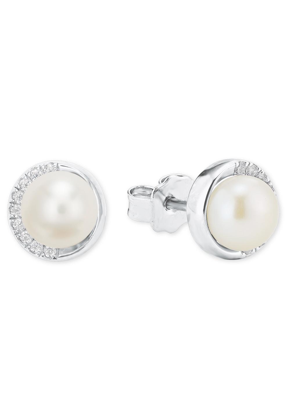 Paar Ohrstecker S.OLIVER "2022749", bunt (silberfarben, weiß), Ohrringe, Damen, 8mm, Perlen Silber 925 (Sterlingsilber), Perlen, Silber 925 (Sterlingsilber), mit Süßwasserzuchtperle