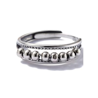 Fingerring FIRETTI "Schmuck Geschenk Silber 925 Silberring Anti-Stress Meditationsring", silber (silberfarben, schwarz), Fingerringe, Damen, 5 g, Silber 925 (Sterlingsilber), 4mm, Made in Germany Image