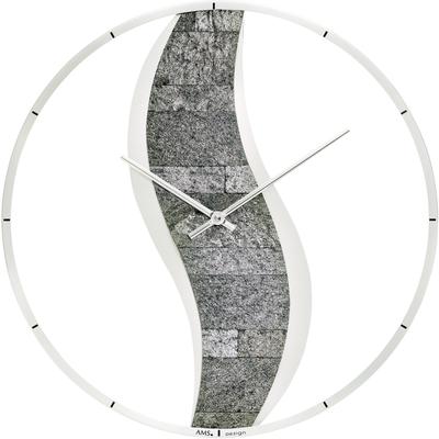 Wanduhr AMS "W9646", grau (anthrazit), Wanduhren, H: 5cm, Quarzuhr,Holz,Wohnzimmer,Esszimmer,Küche,Arbeitszimmer,Büro,Ø40cm Image