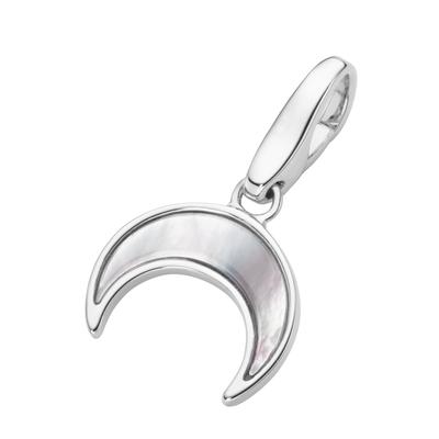 Charm-Einhänger GIORGIO MARTELLO MILANO "Mond mit Perlmutt Einlage, Silber 925" Charms weiß (perlmutt) Damen