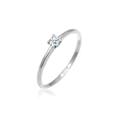 Verlobungsring ELLI DIAMONDS "Diamant Weiß Brillantschliff (0.06 ct) 585 Weißgold" Gr. 58, silber, Fingerringe, Damen, 58mm, 0.06 ct P1 = bei 10-facher Vergrößerung erkennbare Einschlüsse, Weißgold 585, 1mm Image