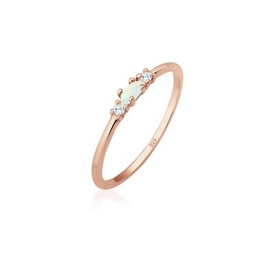 Fingerring ELLI "Opal Marquise und Zirkonia 925 Sterling Silber" Gr. 50, rosa (rosegold), Fingerringe, Damen, 50mm,mit Steinen, Silber 925 (Sterlingsilber), 1mm Image