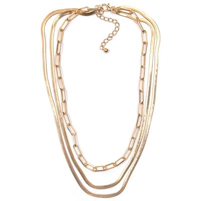 Collier FIRETTI "Halsschmuck Layering-Look Gliederkette", gold (gelbgoldfarben), Halsketten, Damen, Metall, L: 53cm B: 6mm, B:6mm Image