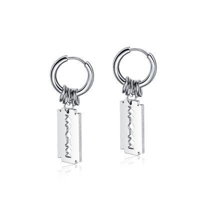 Paar Creolen FIRETTI "Schmuck Geschenk Rasierklingen-Design", silber (edelstahlfarben), Ohrringe, Damen, Edelstahl, Einhänger abnehmbar Image