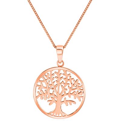Kette mit Anhänger FIRETTI "Schmuck Geschenk Silber 925 Halsschmuck Halskette Panzerkette Baum", rosa (roségoldfarben), Halsketten, Damen, Silber 925 (Sterlingsilber), L: 45cm B: 1mm, B:1mm Image