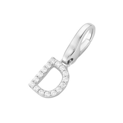 Charm Buchstabe GIORGIO MARTELLO MILANO "Buchstabe D, Zirkonia Steine, Silber 925" Charms weiß Damen