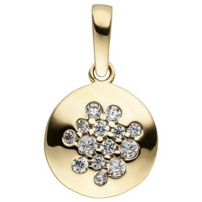 Ketten-Anhänger JOBO "Anhänger mit 14 Zirkonia", gold (gelbgold 333, weiß), Schmuckanhänger, Damen, Gelbgold 333, 333 Gold Image