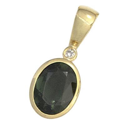 Ketten-Anhänger JOBO "Anhänger oval", gelb (gelbgold 585), Schmuckanhänger, Damen, SI = kleine Einschlüsse, Gelbgold 585