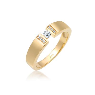 Verlobungsring ELLI DIAMONDS "Diamant Weiß Brillantschliff (0.14 ct) 585 Gelbgold" Gr. 52, gold (gold, weiß), Fingerring