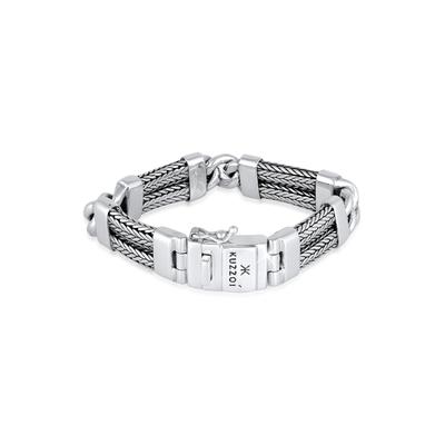 Armband KUZZOI "Herren Panzer Gliederarmband Modern 925 Silber" Gr. 23, silber, Armbänder, Herren, 23cm, ohne Stein, Silber 925 (Sterlingsilber) Image
