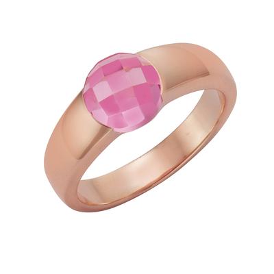 Fingerring JAMELLI "925 Silber rosé vergoldet Quarz (beh.)" Gr. 60, rot (rot, pink), Fingerringe, Damen, 060 (19,1), 3,0