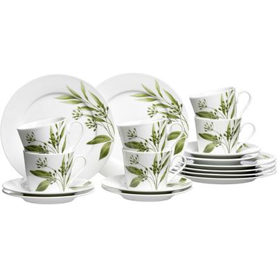 Kaffeeservice RITZENHOFF & BREKER "Evora", grün, 18 tlg., Porzellan, Geschirr-Sets, Geschirr-Set mit Botanik-Motiv Image