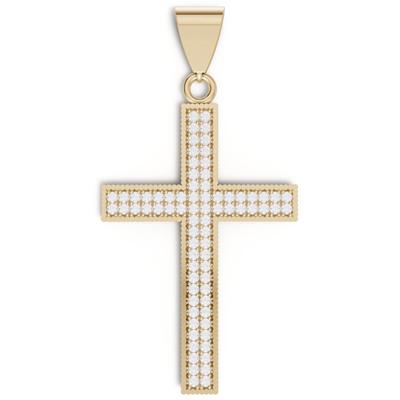 Kreuz-Anhänger FIRETTI "Schmuck Geschenk Gold 375 Halsschmuck Anhänger Halskette Kreuz", gold (gelbgoldfarben, kristallweiß, kristallweiß), Schmuckanhänger, Herren, Gelbgold 375, 2,1 g, mit Zirkonia (synth.) Image