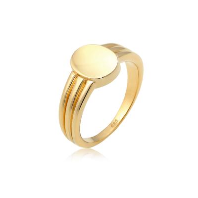 Siegelring ELLI "Siegelring Basic Blogger Geo 925 Sterling Silber" Gr. 54, gold, Fingerringe, Damen, 54mm, Silber 925 (Sterlingsilber), 5mm Image