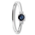 Diamantring ONE ELEMENT "0.03 ct Diamant Brillant Safir Ring aus 585 Weißgold" Fingerringe Gr. 54, mit Diamant, Weißgold 585-Diamanten, silberfarben (silber) Damen Diamantringe