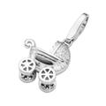 Charm-Einhänger GIORGIO MARTELLO MILANO "Kinderwagen mit Zirkonia Steinen, Silber 925" Charms weiß Damen Charms Anhänger