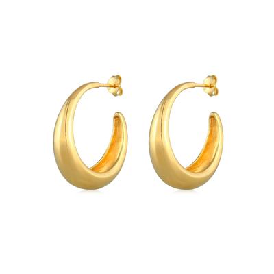 Paar Creolen ELLI "Creolen Ohrstecker Chunky 925 Sterling Silber", gold, Ohrringe, Damen, OneSize, ohne Stein, Silber 925 (Sterlingsilber) Image