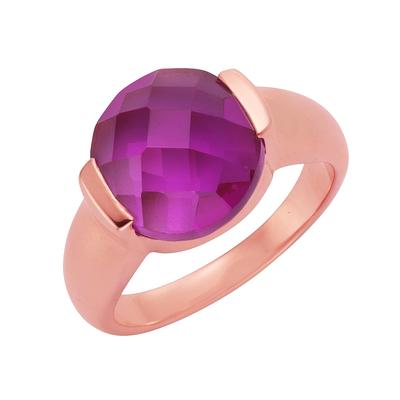 Fingerring JAMELLI "925 Silber Quarz pink (beh.)" Gr. 60, rot (rot, pink), Fingerringe, Damen, 060 (19,1), 7,7 ct, Silbe