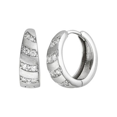 Paar Creolen JOBO, silber (silber 925, weiß), Ohrringe, Damen, Silber 925 (Sterlingsilber), 925 Silber matt mit 16 Zirkonia Image
