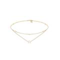 Collier ELLI "Choker Layer Halbmond und Sterne 925er Silber" Halsketten Gr. 36, Silber 925 (Sterlingsilber), Länge: 36 cm, goldfarben (gold) Damen Colliers Halsschmuck