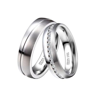 Trauring DOOSTI "Schmuck Geschenk Edelstahl Trauring Ehering Partnerring LIEBE" Gr. 60, silber (edelstahlfarben), Fingerringe, 60, ohne Zirkonia, Edelstahl, 6mm, wahlweise mit oder ohne Zirkonia Image
