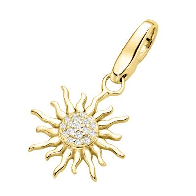 Charm-Einhänger "Sonne mit Zirkonia, vergoldet, Silber 925", gold, GIORGIO MARTELLO MILANO, Charms, Damen, Silber 925 (S