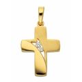 Ketten-Anhänger ADELIA´S "333 Gold Kreuz Anhänger mit Zirkonia" Schmuckanhänger Gr. Damen, mit Zirkonia, Gelbgold 333, goldfarben (gold) Damen Anhänger