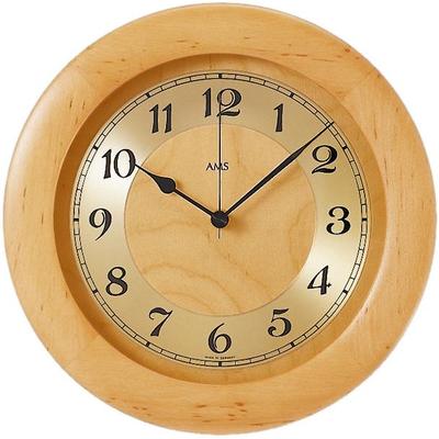 Funkwanduhr AMS "F5809/16", braun (erlefarben), Wanduhren, H: 5cm, Quarzuhr,Holz,Glas,Erle,Wohnzimmer,Esszimmer,Küche,Made in Germany Image