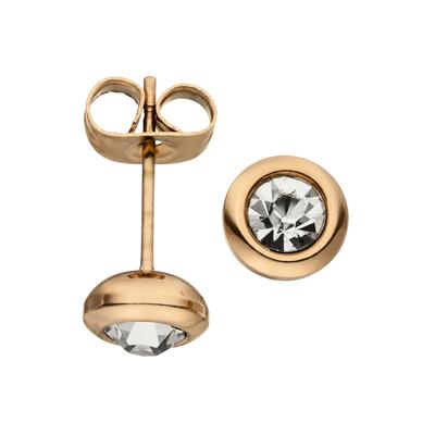 Paar Ohrstecker JOBO "Ohrringe roségold-farben mit 2 Zirkonia", rosa (roségoldfarben), Ohrringe, Damen, Edelstahl, Edelstahl Image