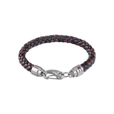 Armband TOMMY HILFIGER "Schmuck Edelstahl Armschmuck Lederarmband", bunt (edelstahlfarben, blau, rot, weiß, braun), Armb