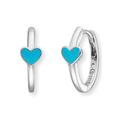 Paar Creolen HERZENGEL "Schmuck Geschenk, Little Heart, Herz, HEE-HEART-06-CR, HEE-HEART-13-CR" Ohrringe Gr. Silber 925 (Sterlingsilber), bunt (silberfarben, blau) Mädchen Mädchenschmuck