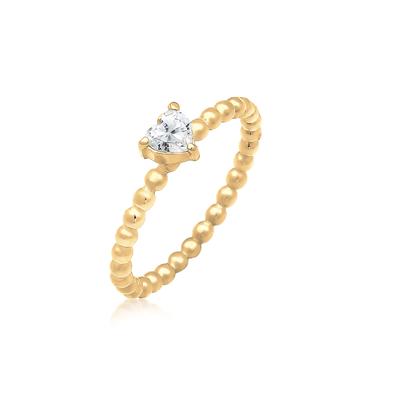 Verlobungsring ELLI "Verlobungsring Herz Zirkonia Kristall 925 Silber" Gr. 52, gold, Fingerringe, Damen, 52mm, Silber 925 (Sterlingsilber), 2mm Image