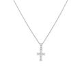 Kette mit Anhänger FIRETTI "Schmuck Geschenk Silber 925 Halsschmuck Halskette Ankerkette Kreuz", bunt (silberfarben, weiß), Halsketten, Damen, Silber 925 (Sterlingsilber), L: 45cm, mit Zirkonia (synth.)