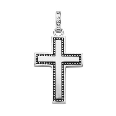 Kreuz-Anhänger "Kreuz, Rand mit Kugeloptik, Silber 925", silber, GIORGIO MARTELLO MILANO, Schmuckanhänger, Damen, 4cm, S