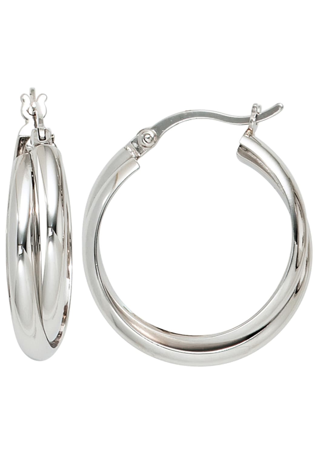 Paar Creolen JOBO, silber (silber 925), Ohrringe, Damen, 23,3mm, Silber 925 (Sterlingsilber), rund 925 Silber