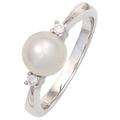 Perlenring JOBO Fingerringe Gr. 58, SI = kleine Einschlüsse, Weißgold 585-Diamanten-Perlen, weiß (weißgold 585) Damen Diamantringe
