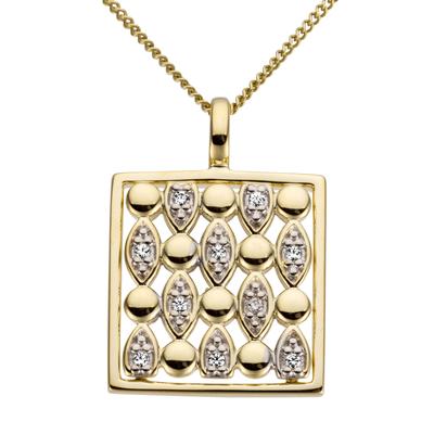 Ketten-Anhänger FIRETTI "Schmuck Geschenk Gold 585 Halsschmuck Anhänger für Halskette", weiß (gelbgoldfarben, weißgoldfarben, weiß, w=weiß), Schmuckanhänger, Damen, 0,05 ct P2 = erkennbare Einschlüsse, Gelbgold 585-Diamanten, 2,05 g, Gelbgold 585,...