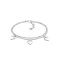 Armband ELLI "Herz Symbol Love Trio Layer Erbskette 925 Silber" Armbänder Gr. 16 cm, ohne Stein, Silber 925 (Sterlingsilber), silberfarben (silber) Damen Armbänder Silber